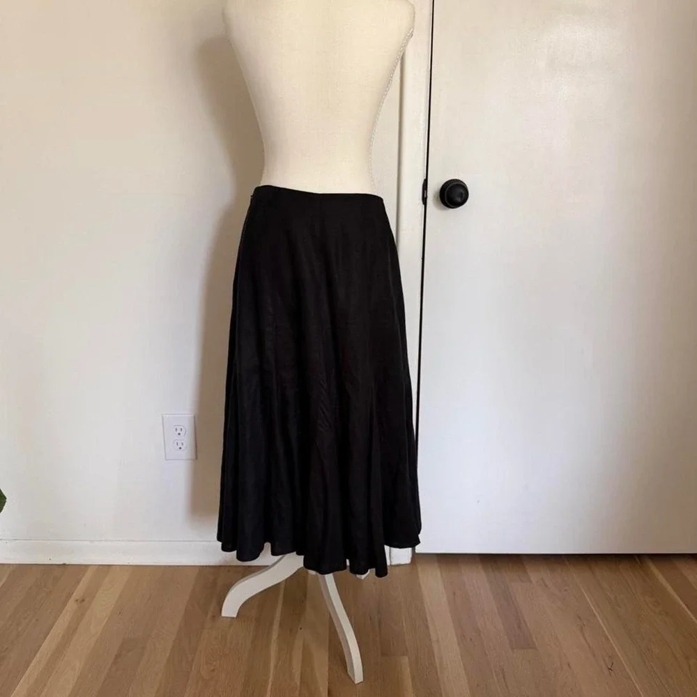 Liz Claiborne black linen midi skirt